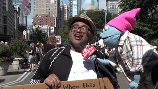 Puppet Trolls Vegan Protestors at Animal March