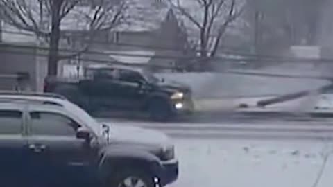 Here's why you should never drive over power lines.