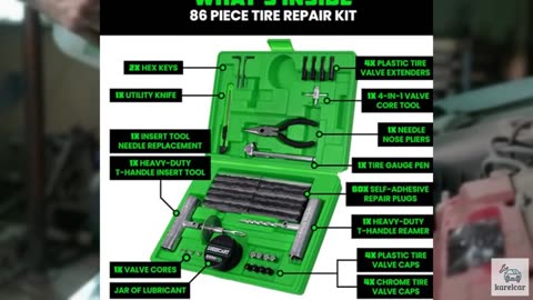 Rhino USA Tire Repair Kit (86-Piece) Professional Heavy Duty Tire Plug Kit to F