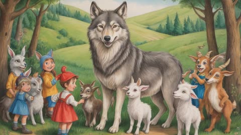 הזאב ושבעת הגדיים ✨ סיפורים לפני השינה - אגדה - ספרים קצרים מסופרים