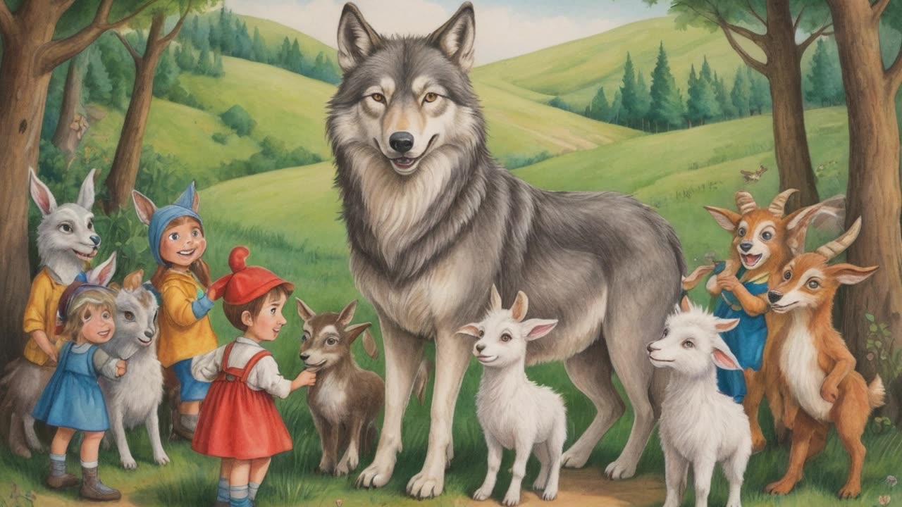 הזאב ושבעת הגדיים ✨ סיפורים לפני השינה - אגדה - ספרים קצרים מסופרים