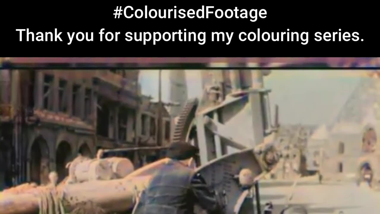 A Moment of Play Children and Abandoned Gun in the Ruins #ColourisedHistory