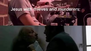 Jesus w/ theives and murderers vs Jesus w/ Jewish Bankers