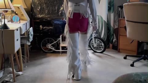 Beyonce White Leather Chaps