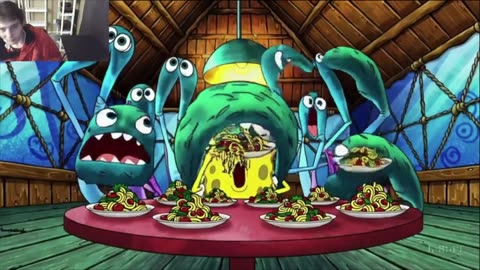 SpongeBob SquarePants Attempts Vegan Pasta Eating Challenge Fake Funny 2D Animated Cartoon Video