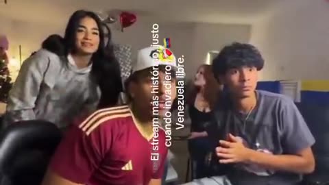 These young Venezuelans were streaming when they found out the news about the US strike...