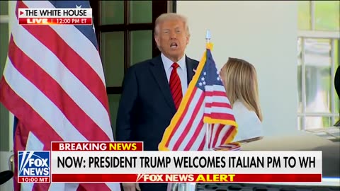 Trump greets Italian Prime Minister Giorgia Meloni ahead of their meeting in the White House