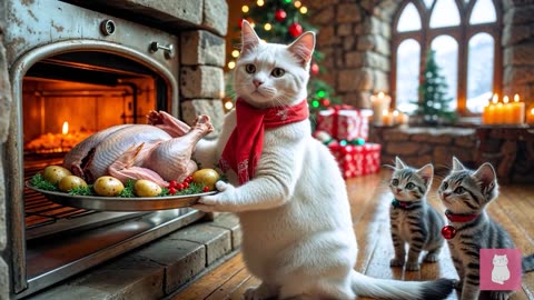 Mama Cat Falls While Harvesting Cabbage Kitten Cares for Mama Cat with Love and a Warm Meal