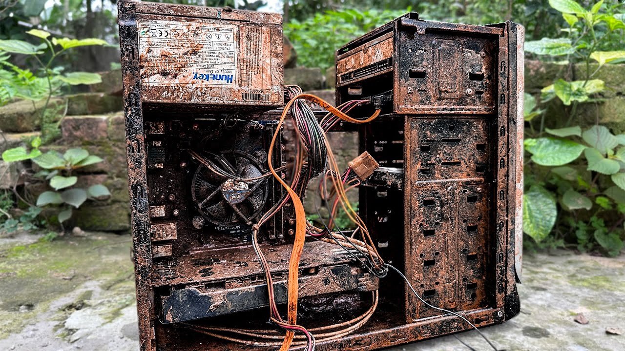 Restoration old computer picked up from the dump Restoring dusty PC main Asus Intel pentium