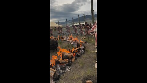 Beautiful weekend cooking over the fire at the Old Salt Festival in Montana 🔥
