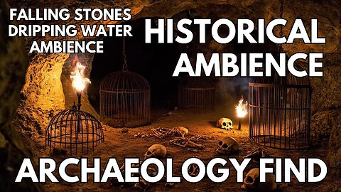 🏛️ Archaeology Find Ambience | Flaming Torches, Falling Stones & Dripping Water | 4K Historical ASMR