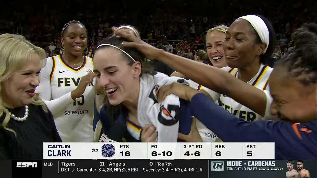 Caitlin Clark post-game interview at Iowa Hawkeyes arena | Indiana Fever WNBA women's basketball