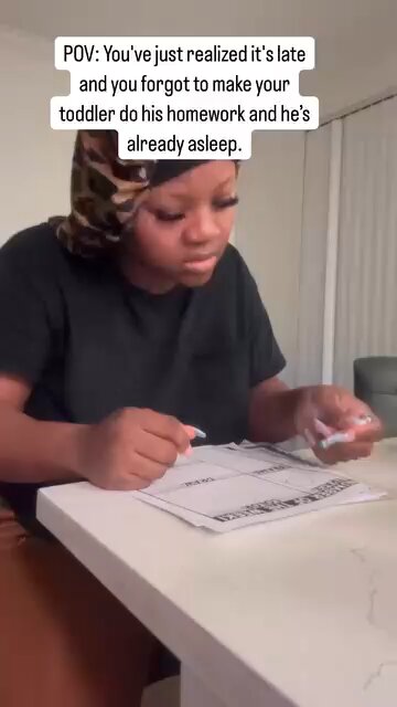 Mom has to do her childs homework