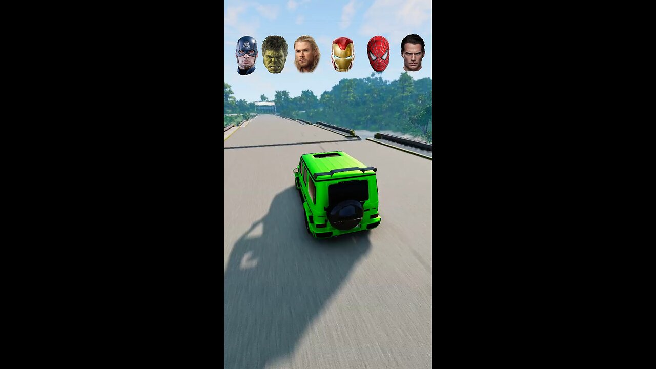 superhero cars vs broken bridge