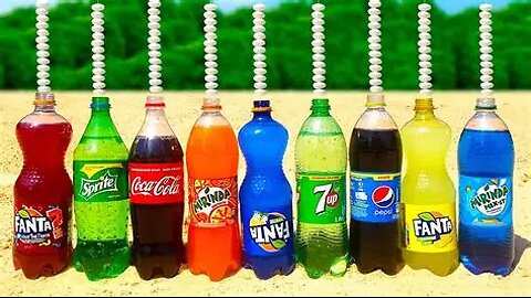 Big Coca Cola & different Fanta vs Mentos, Schweppes, Mirinda, M&M and Popular Sodas in Underground