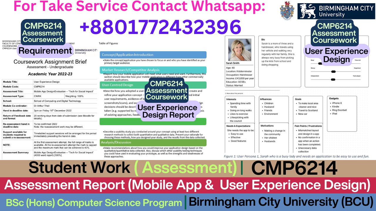 Student Work (Assessment) | CMP6214 Assessment Report- UX Design Report | Birmingham City University