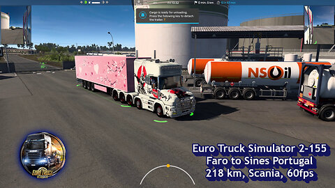 Euro Truck Simulator 2-155, Faro to Sines Portugal, 218 km, Scania, 60fps