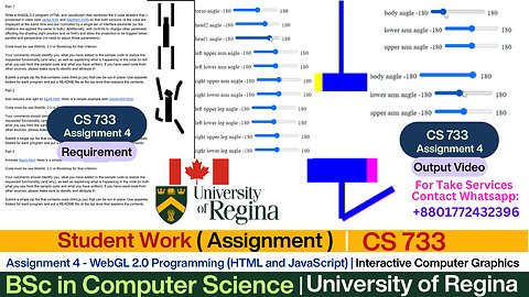 Client Work(Assignment )| CS 733 Assignment Output – WebGL 2.0 Canvas Rendering| HTML5 + JS| Regina