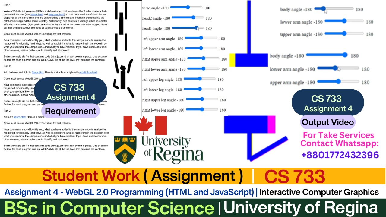 Client Work(Assignment )| CS 733 Assignment Output – WebGL 2.0 Canvas Rendering| HTML5 + JS| Regina