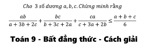 Cho 3 số dương a,b,c.Chứng minh rằng ab/(a+3b+2c)+bc/(b+3c+2a)+ca/(c+3a+2b)≤(a+b+c)/6