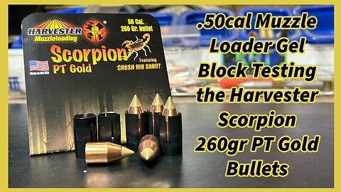 .50 Cal Ballistic Gel Block Testing the Harvester 260gr Scorpion PT Gold Bullets