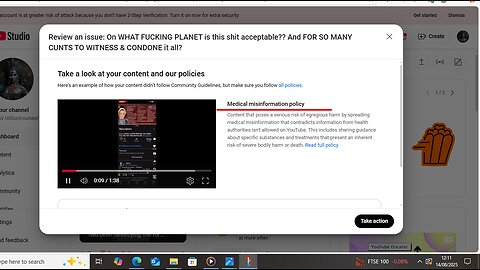 YouTube struck for medical disinformation. Just ignore the BLATANT criminal harassment eh cunts?!