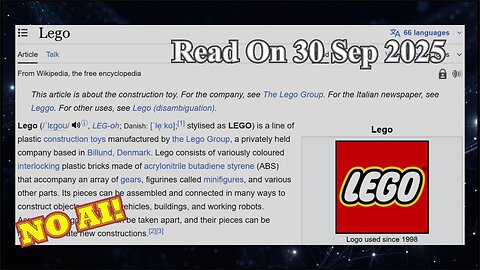 Lego (No AI) - 30 Sep 2025