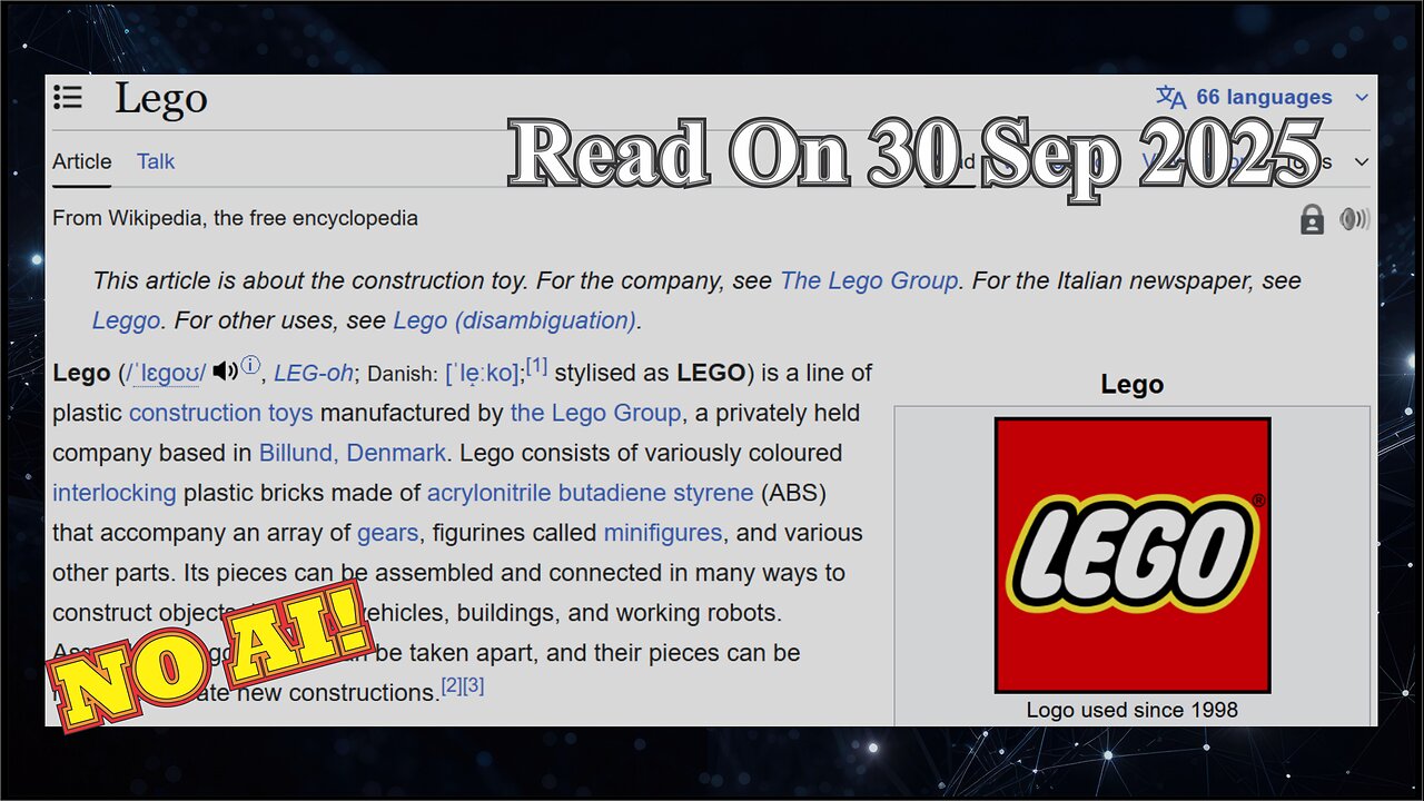 Lego (No AI) - 30 Sep 2025