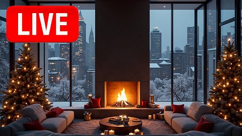 New York Apartment Fireplace Ambience 🔥 24/7 | No Music | Cozy City Night Sounds