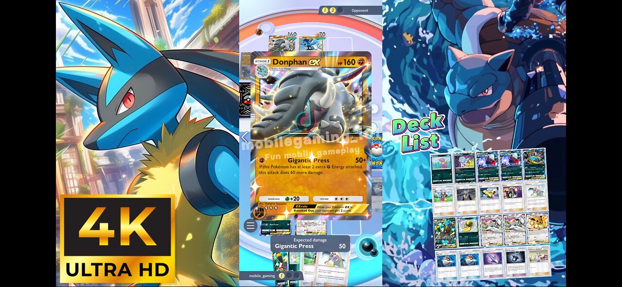 [4K Full Game] Pokémon TCG Pocket Step-Up Battle #6 (Expert) ArceusDark VS Donphan ex & Lucario Deck