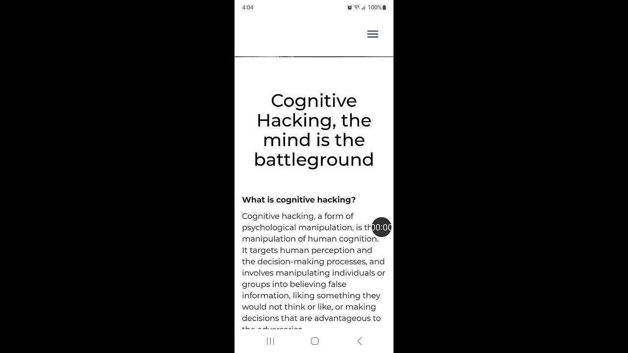 Cognitive Hacking the mind is the battle ground and you are the weapon Part 1