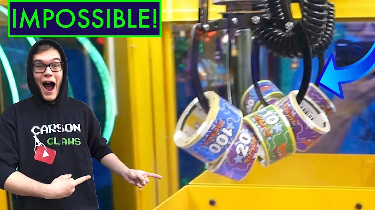IMPOSSIBLE FOUR IN ONE CLAW MACHINE WIN!