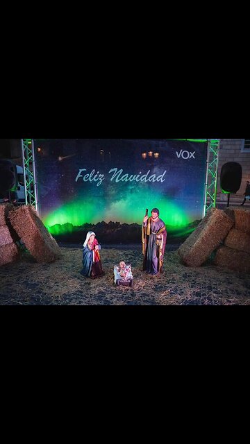 Pesebre de VOX en Plaza San Jaime de Barcelona para Navidad 2025