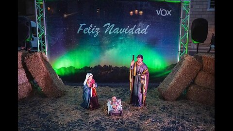 Pesebre de VOX en Plaza San Jaime de Barcelona para Navidad 2025