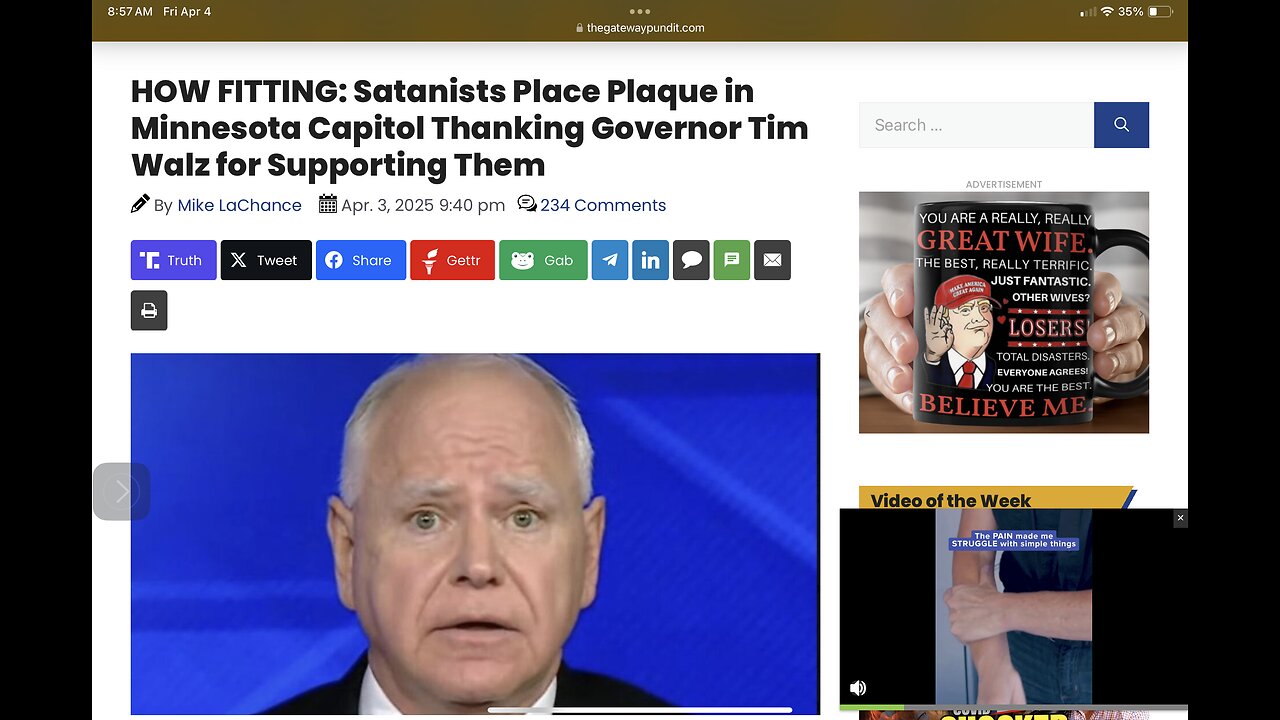 HOW FITTING: Satanists Place Plaque in Minnesota Capitol Thanking Gov Tim Walz for Supporting Them