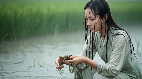 Hanfu Rain : Heavy Rain & Thunder Sounds on Window | ASMR for Sleep and Relaxation
