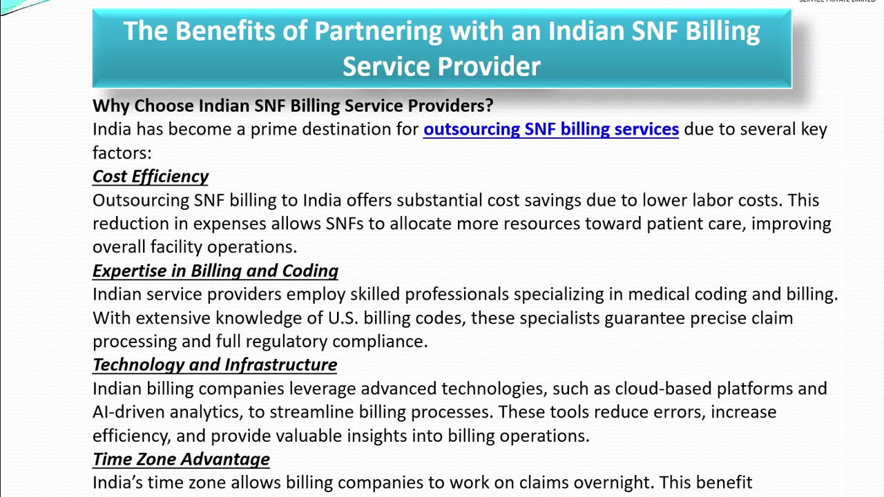 The Benefits of Partnering with an Indian SNF Billing Service Provider