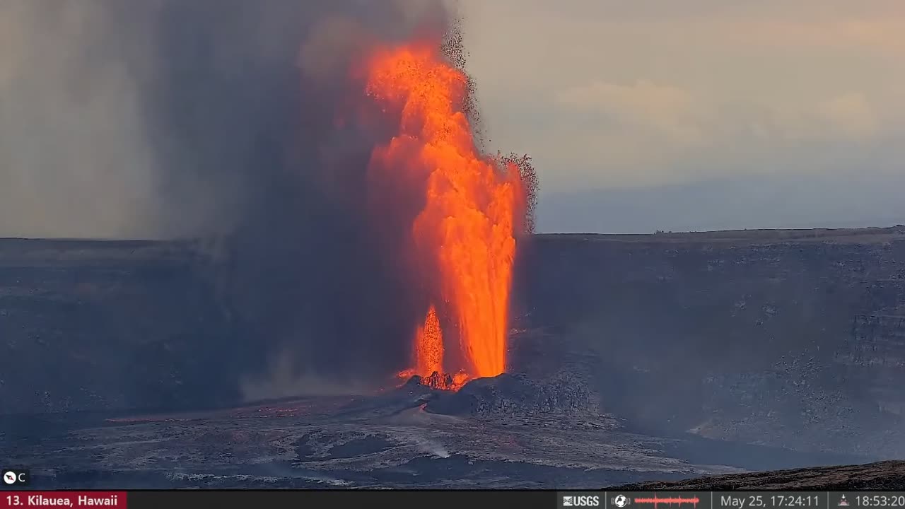 May 25, 2025: Lava Fountaining Soars 1000ft into the Air at Kilauea Volcano, Hawaii (CAM C)