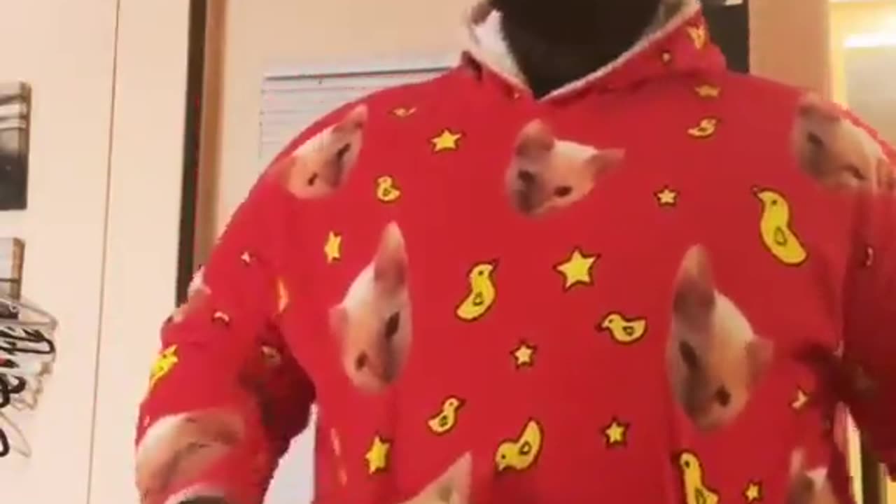 man with his cat