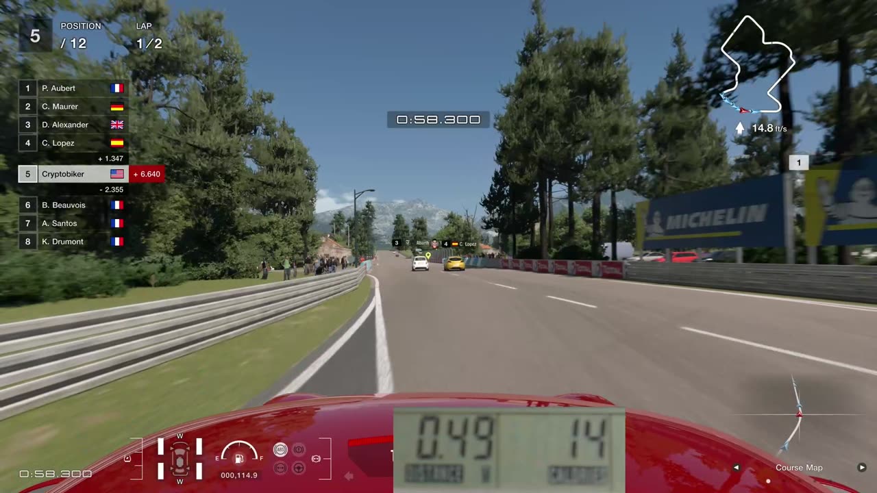 Playing Gran Turismo 7 while riding exercise bike