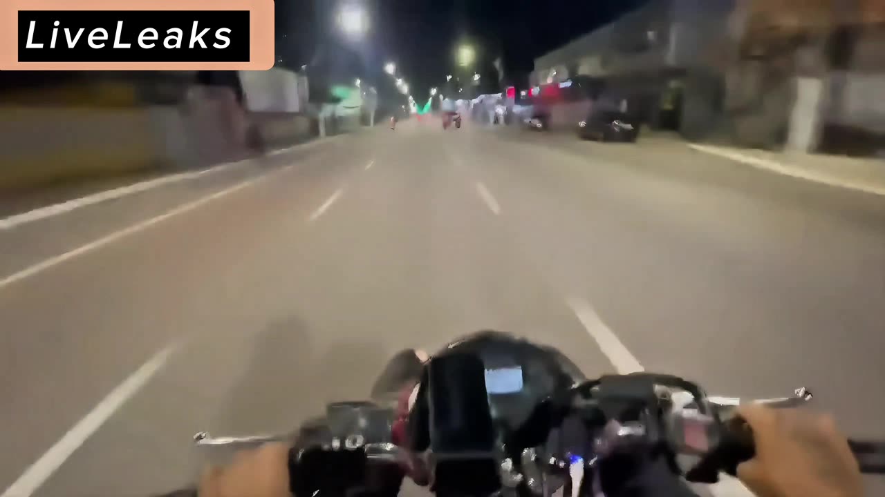 POV: Speeding Biker Slams Into Truck Crossing the Road