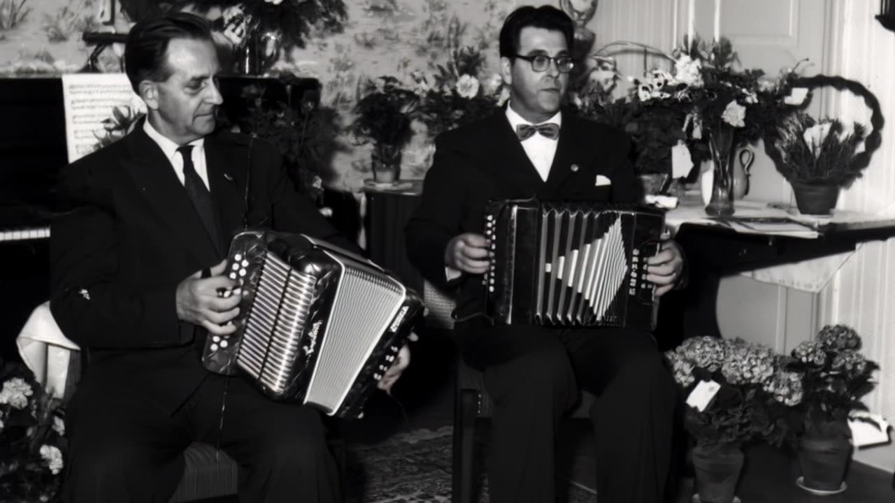 Bröderna Albin och Alrik Dahlström spelar dragspel.