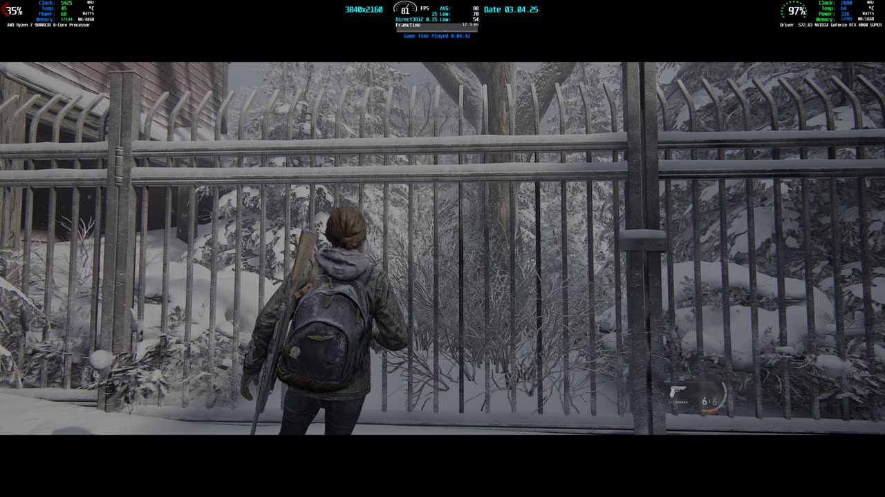 The Last of Us Part II Remastered 21:9 4k HDR PC Gameplay 9800x3d RTX 4080 Super NO DLSS or FG