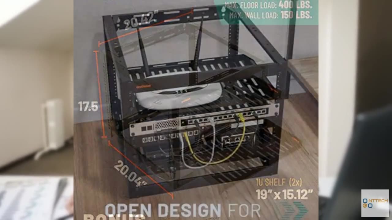 ECHOGEAR 10U Network Rack - Wall Mountable Heavy Duty 4 Post Design Holds All Yo