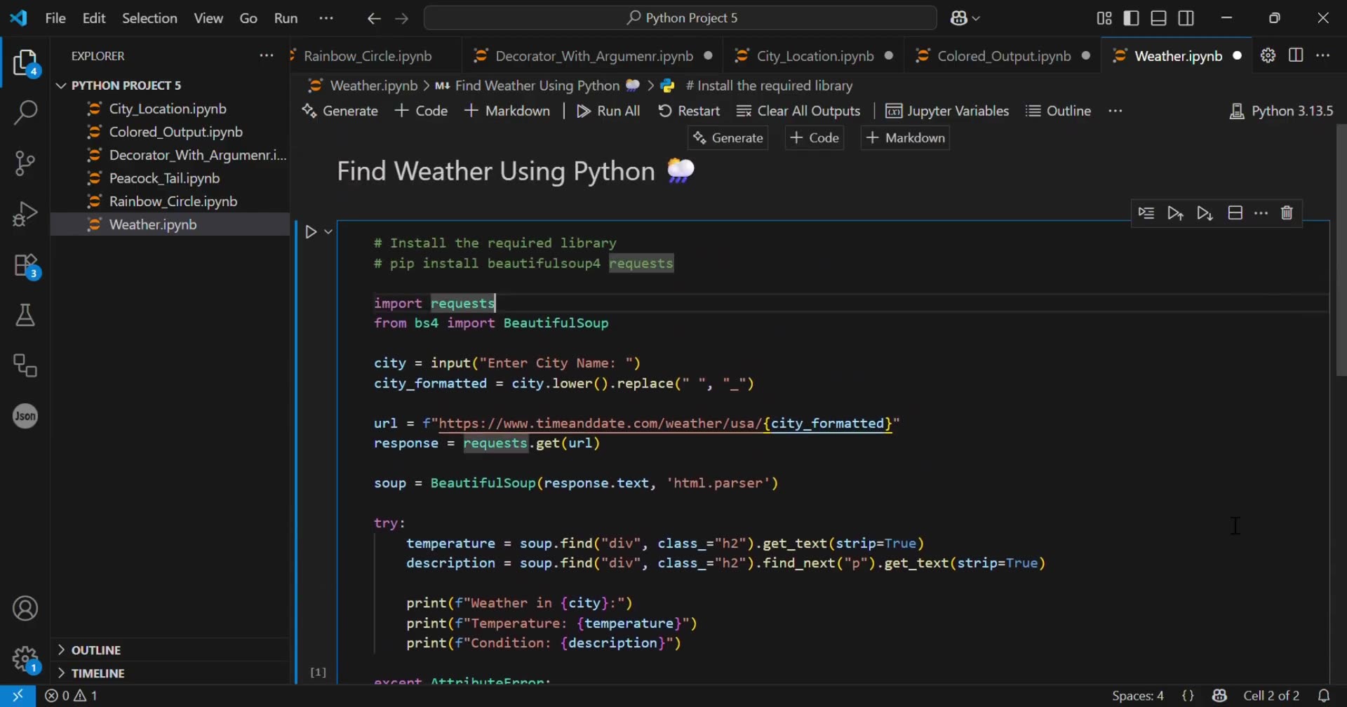 Live Weather App in Python | BeautifulSoup & Web Scraping Tutorial