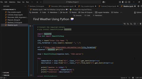 Live Weather App in Python | BeautifulSoup & Web Scraping Tutorial