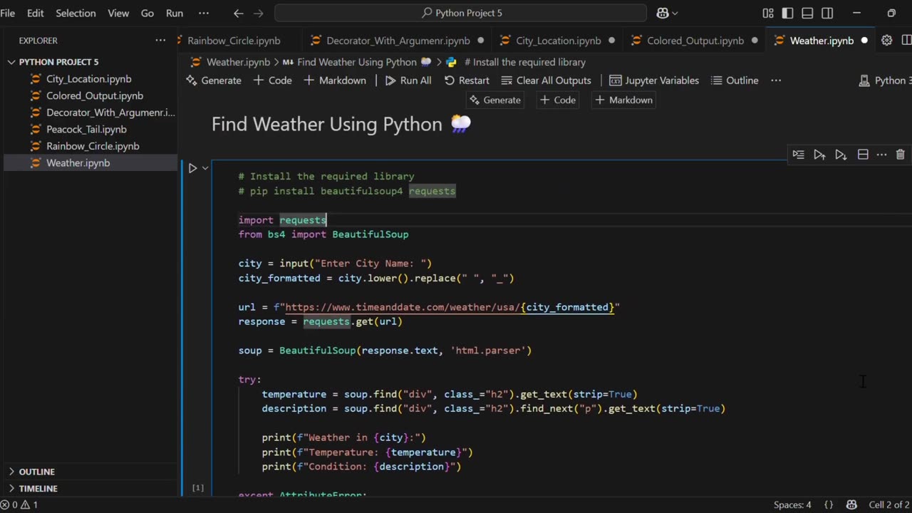Live Weather App in Python | BeautifulSoup & Web Scraping Tutorial