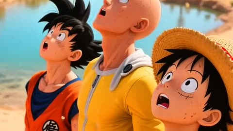 Goku, Saitama and Luffy Battle for Treasure
