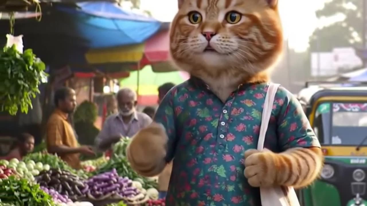 CAT selling Vegetables- funny video #cat #viral