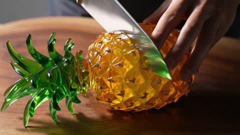 Glass Fruit Slicing ASMR Pt3🍍🥭